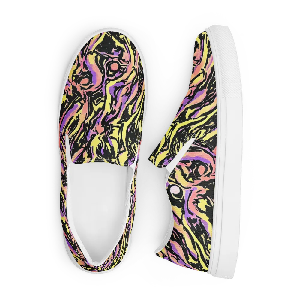 Pastel Riot on Men's Slip-On Canvas Shoes — Front