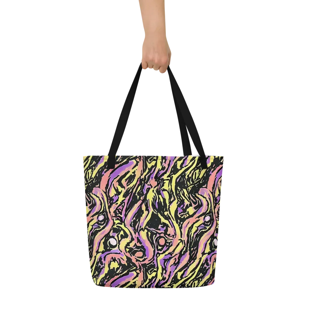 Pastel Riot on Large Tote Bag W/ Pocket — Front