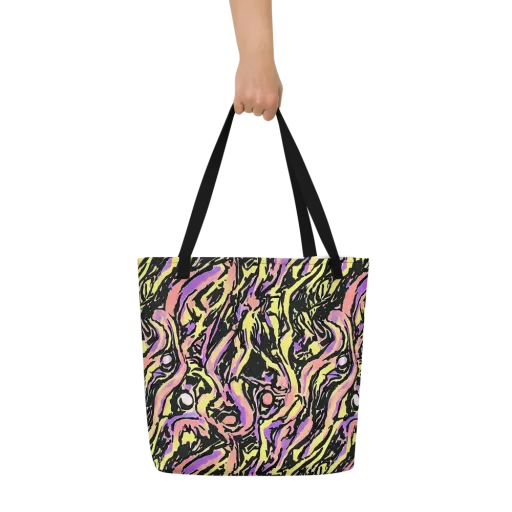 Pastel Riot on a Large Tote Bag W/ Pocket