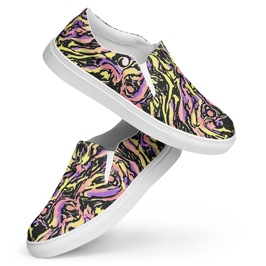 Pastel Riot on Women's Slip-On Canvas Shoes — Front