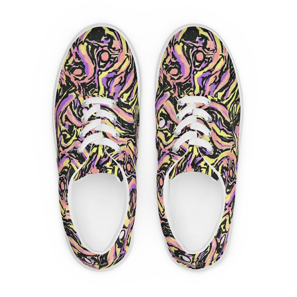 Pastel Riot on Men's Lace-Up Canvas Shoes — Front
