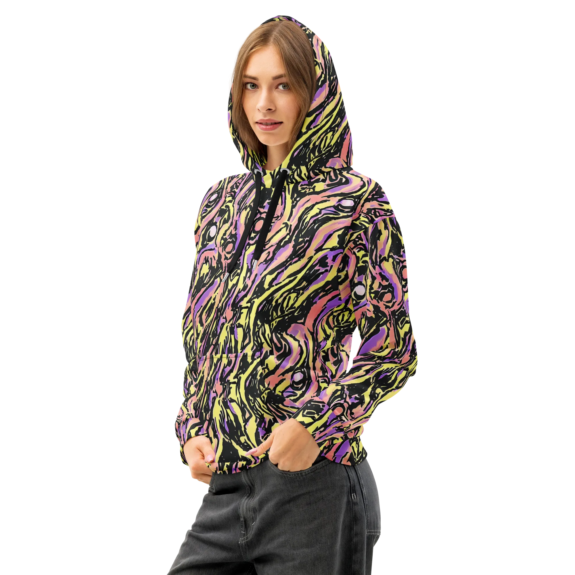 Pastel Riot on Cotton Hoodie — Left Front