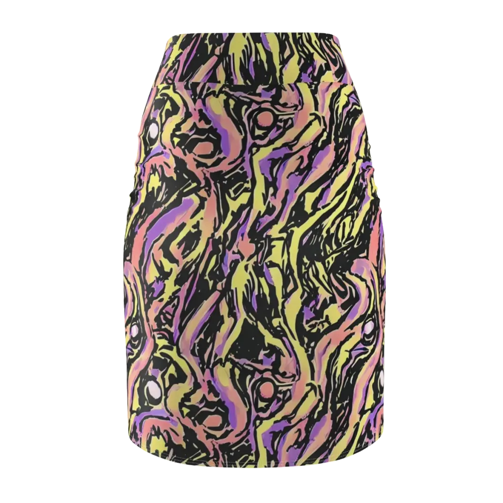 Pastel Riot on Pencil Skirt — Back