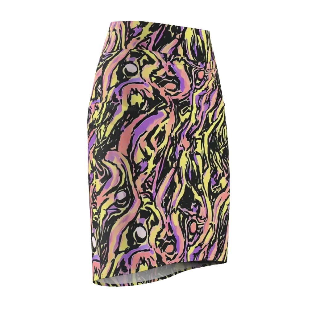 Pastel Riot on Pencil Skirt — Front Side