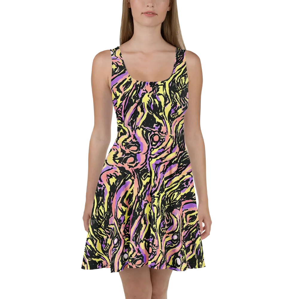 Pastel Riot on Skater Dress — Front