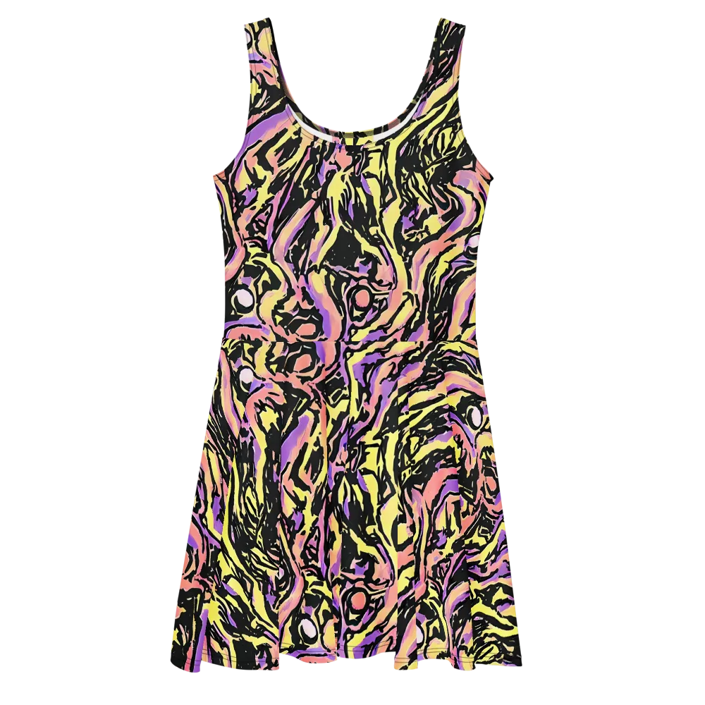 Pastel Riot on Skater Dress — Front