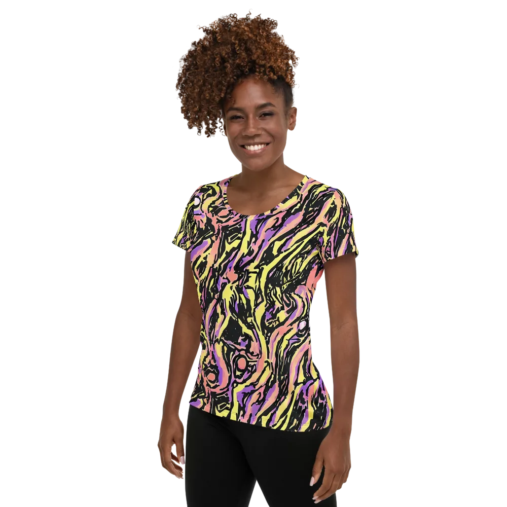 Pastel Riot on Women's Athletic T-Shirt — Left