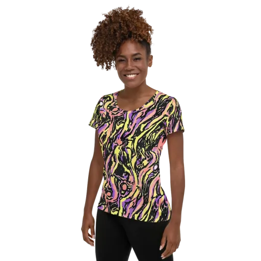 Pastel Riot on a Women's Athletic T-Shirt