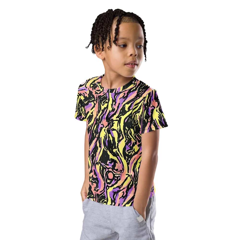 Pastel Riot on Kids Crew Neck T-Shirt — Left Front