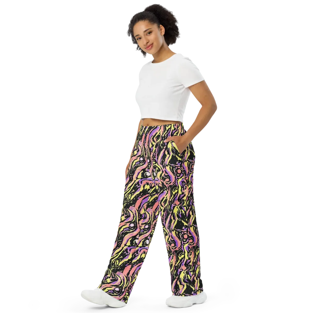 Pastel Riot on Wide-Leg Pants — Left Front