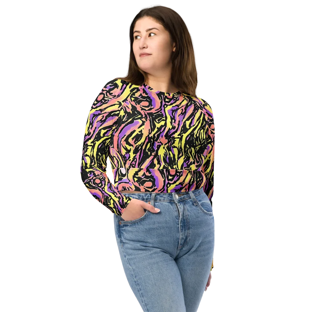 Pastel Riot on Long Sleeve Crop Top — Front