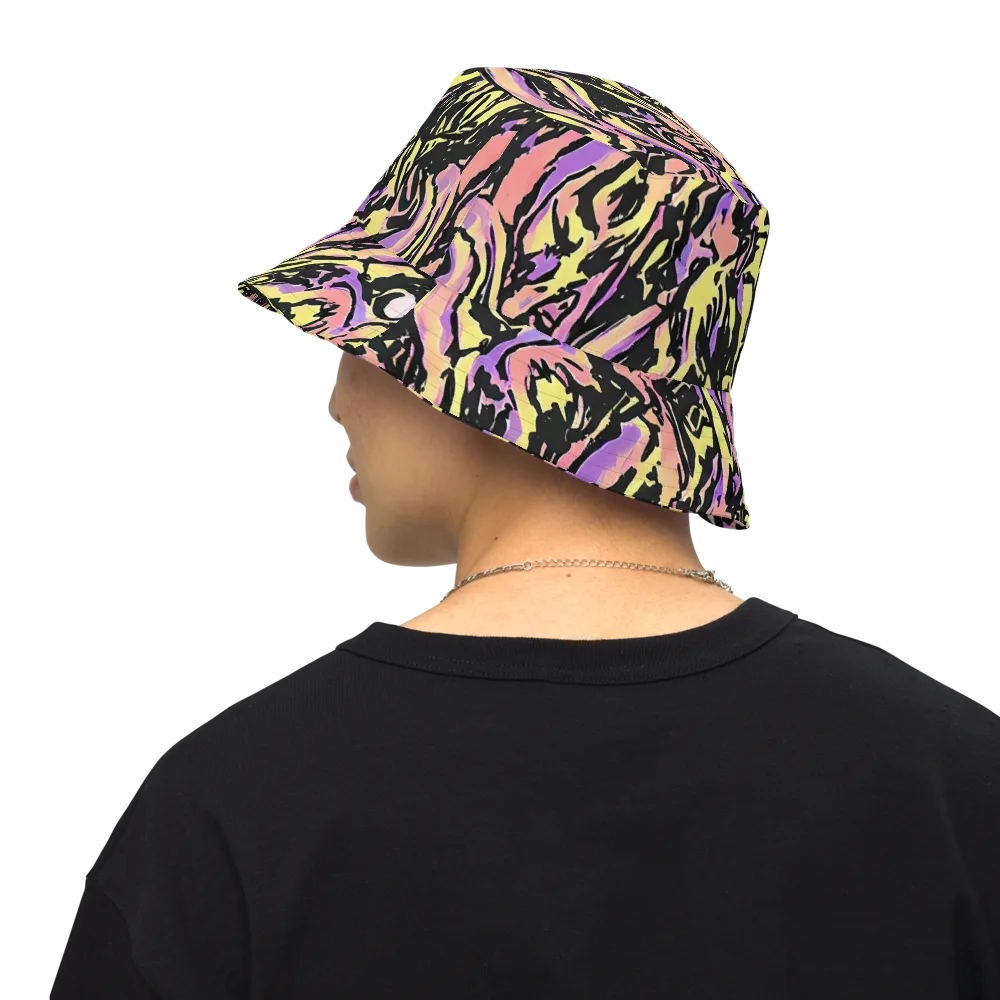 Pastel Riot on Reversible Bucket Hat — Back Inside