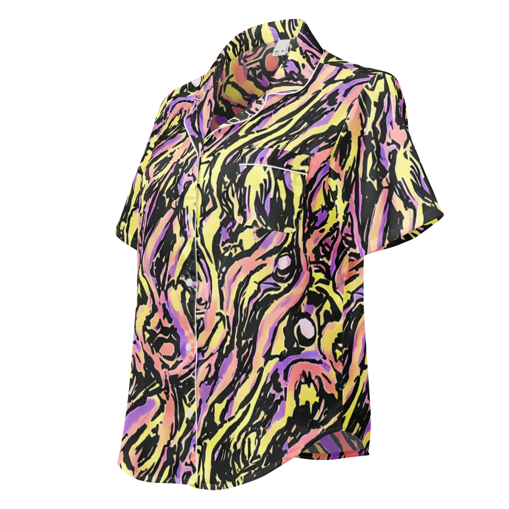 Pastel Riot on Women's Short Sleeve Pajama Top — Left Front