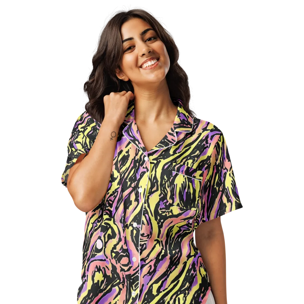 Pastel Riot on Women's Short Sleeve Pajama Top — Front