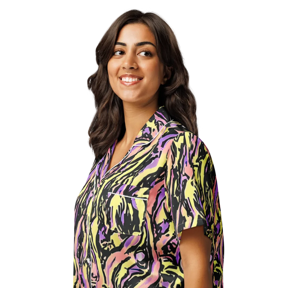 Pastel Riot on Women's Short Sleeve Pajama Top — Left Front