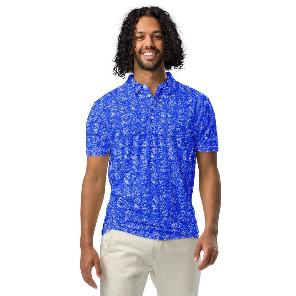 Cobalt Frond on Men's Slim Fit Polo Shirt — Front
