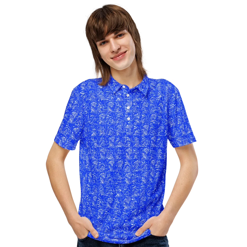 Cobalt Frond on Men's Slim Fit Polo Shirt — Front