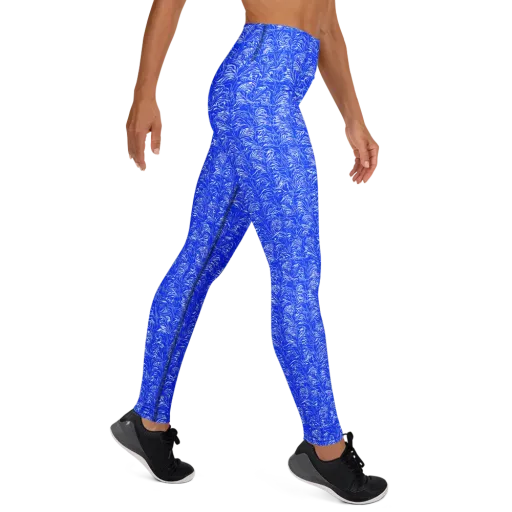 Cobalt Frond on a Yoga Leggings