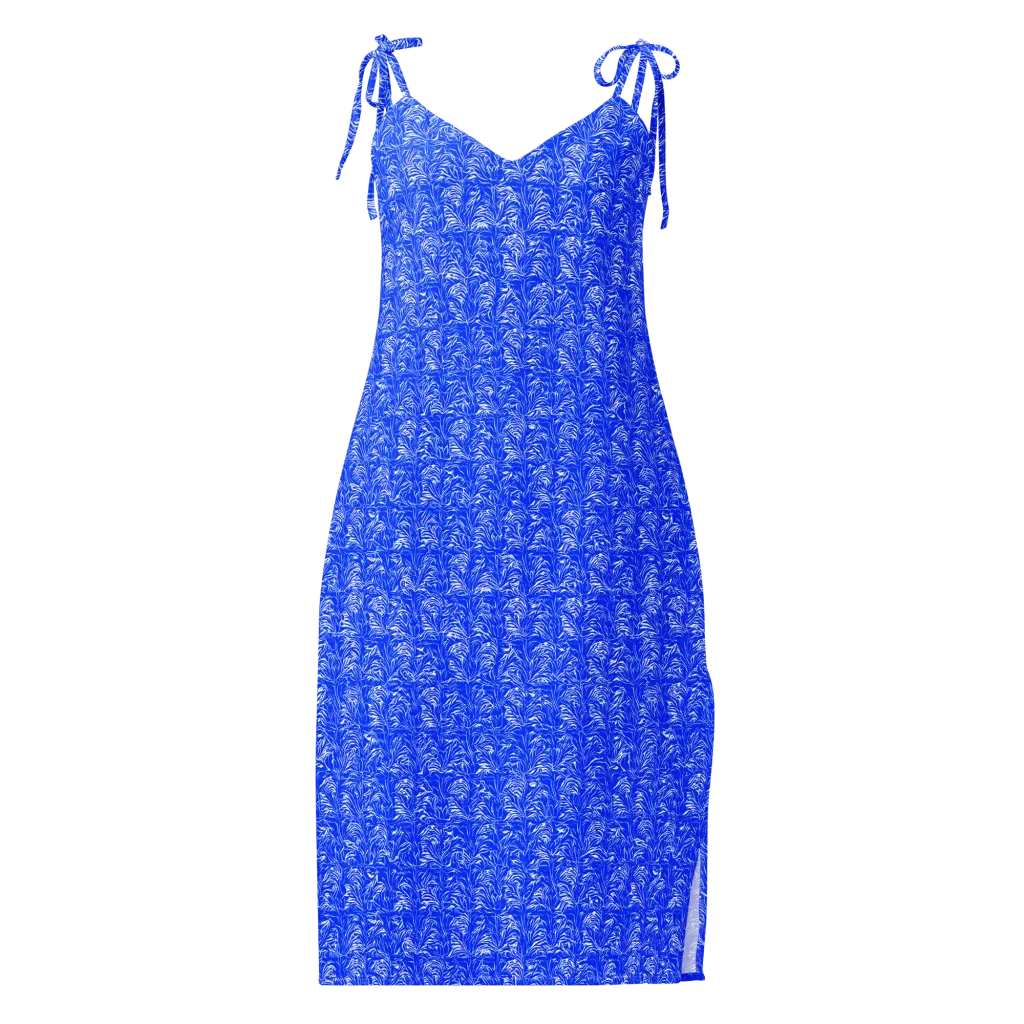 Cobalt Frond on Slip Dress — Front
