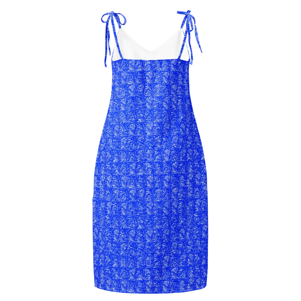 Cobalt Frond on Slip Dress — Back