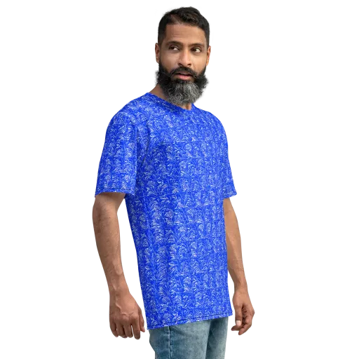 Cobalt Frond on a Men's Crew Neck T-Shirt