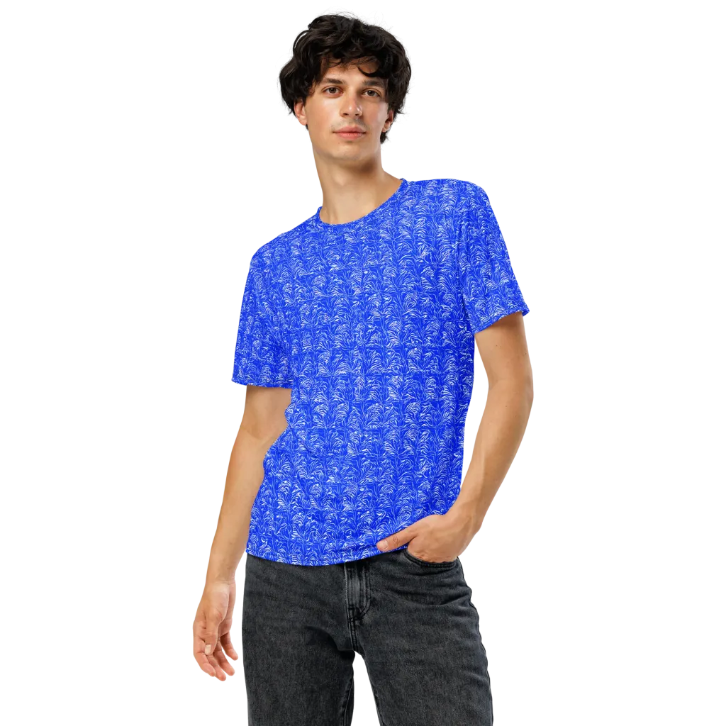 Cobalt Frond on Men's Crew Neck T-Shirt — Front