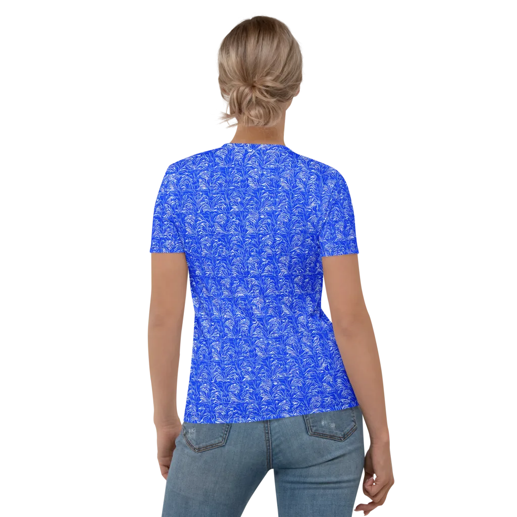 Cobalt Frond on Women's Crew Neck T-Shirt — Back