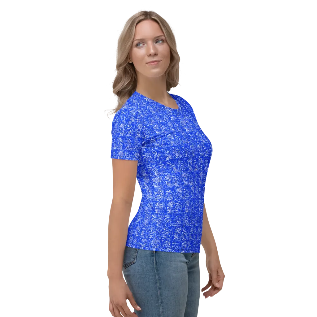 Cobalt Frond on Women's Crew Neck T-Shirt — Right