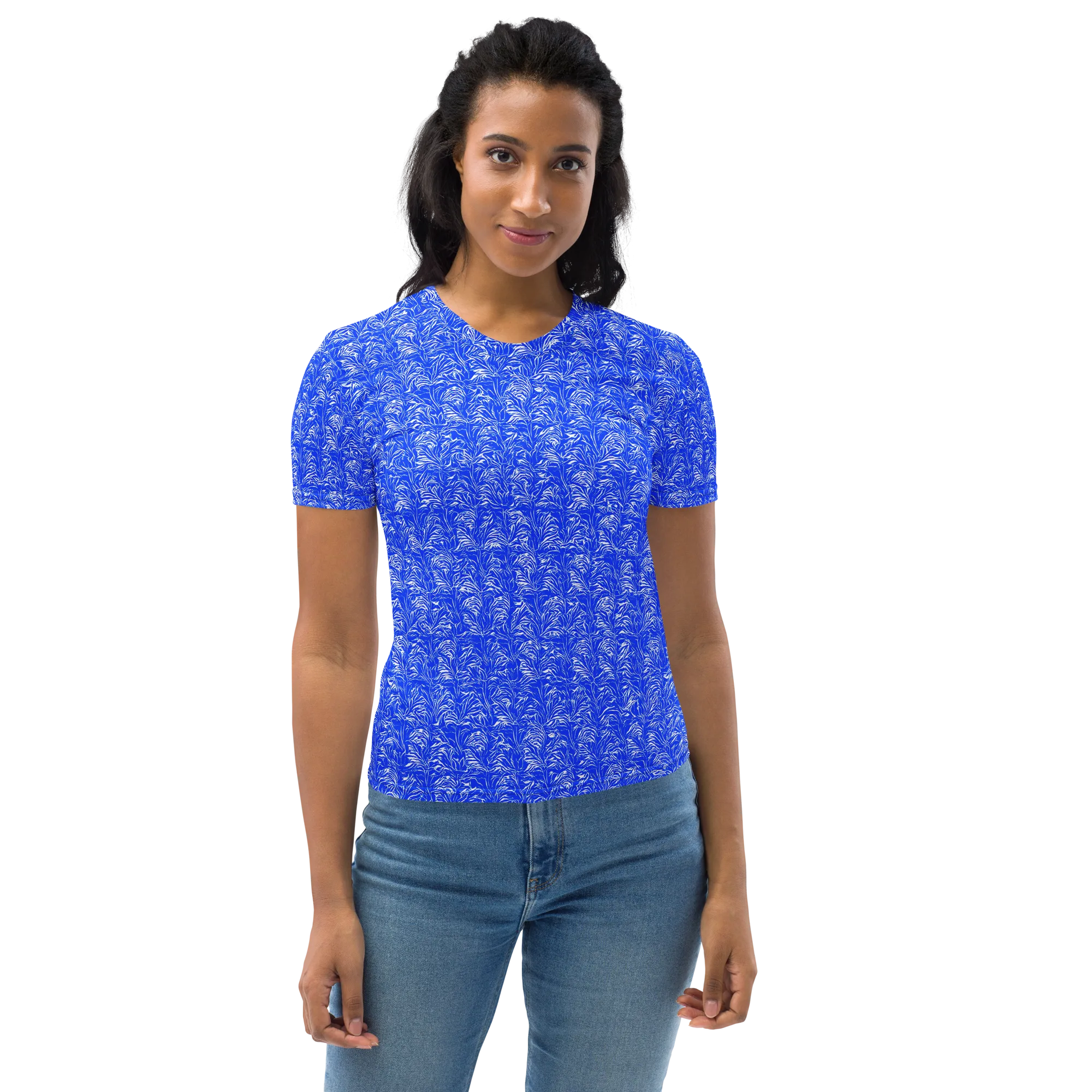 Cobalt Frond on Women's Crew Neck T-Shirt — Front