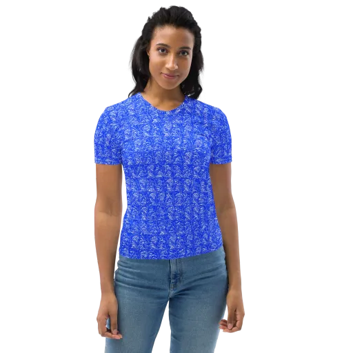 Cobalt Frond on a Women's Crew Neck T-Shirt