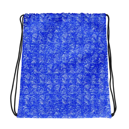 Cobalt Frond on a Drawstring Bag
