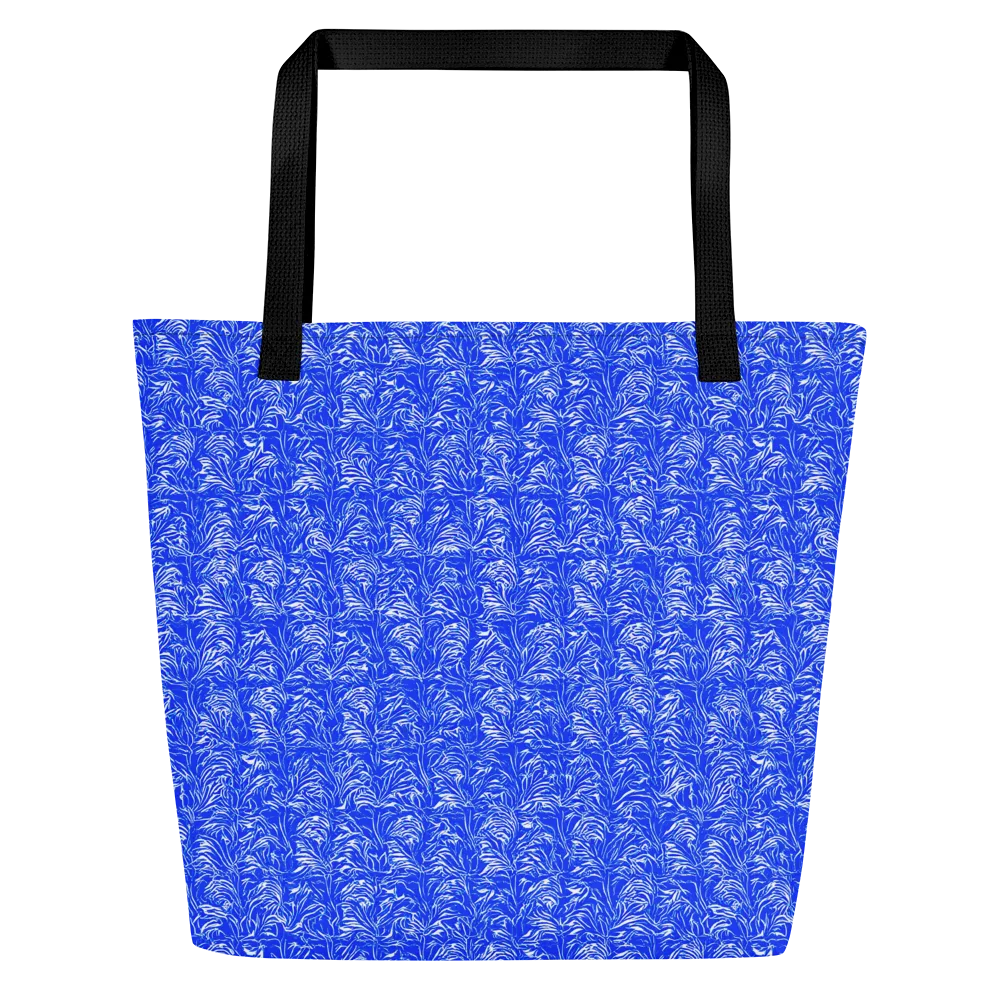 Cobalt Frond on Large Tote Bag W/ Pocket — Front