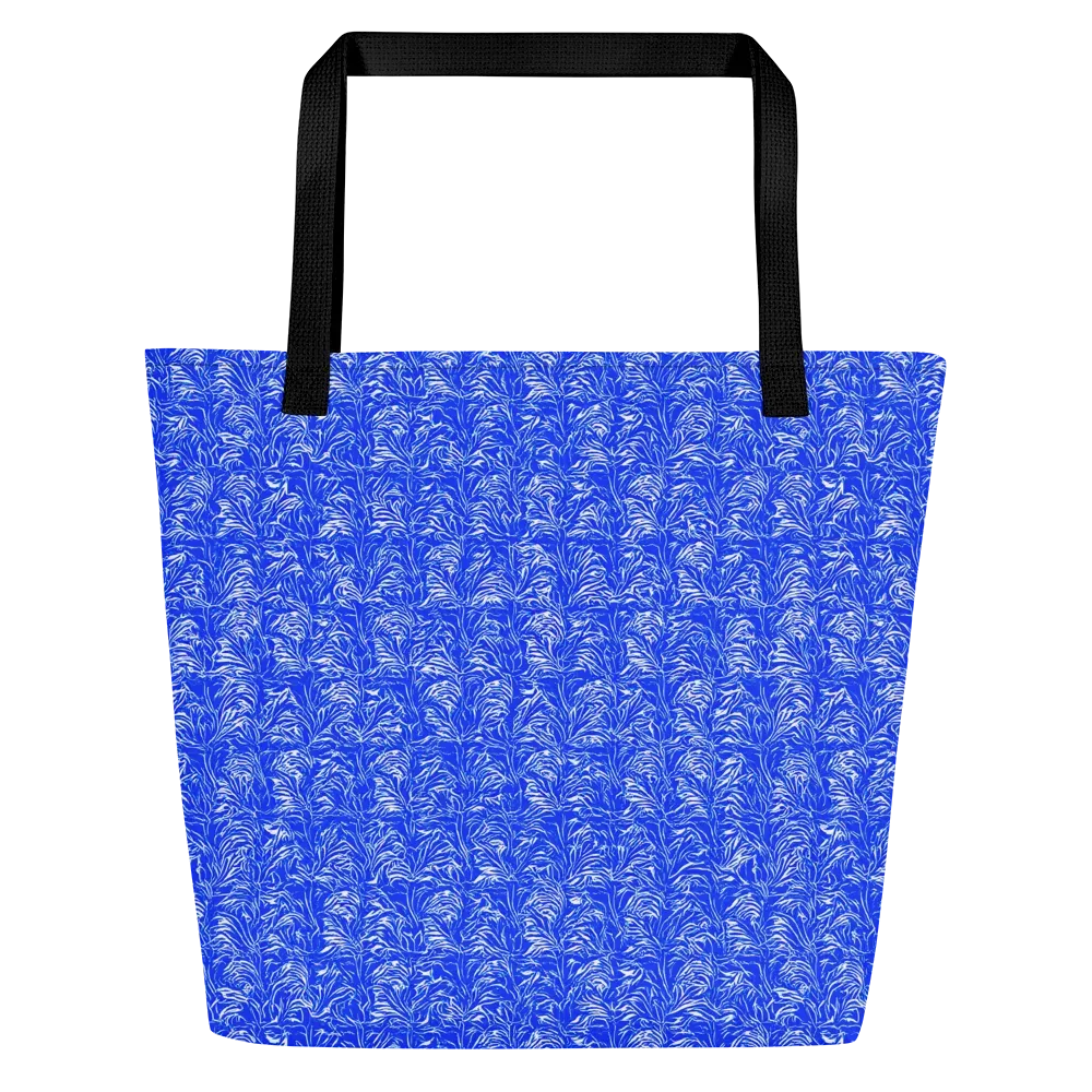 Cobalt Frond on Large Tote Bag W/ Pocket — Front