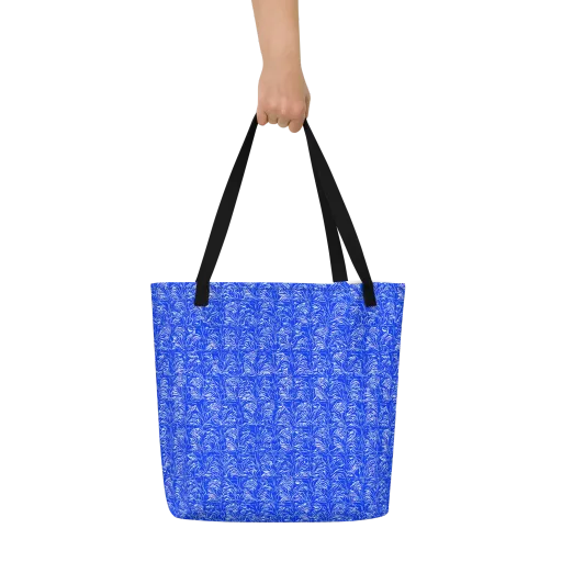 Cobalt Frond on a Large Tote Bag W/ Pocket