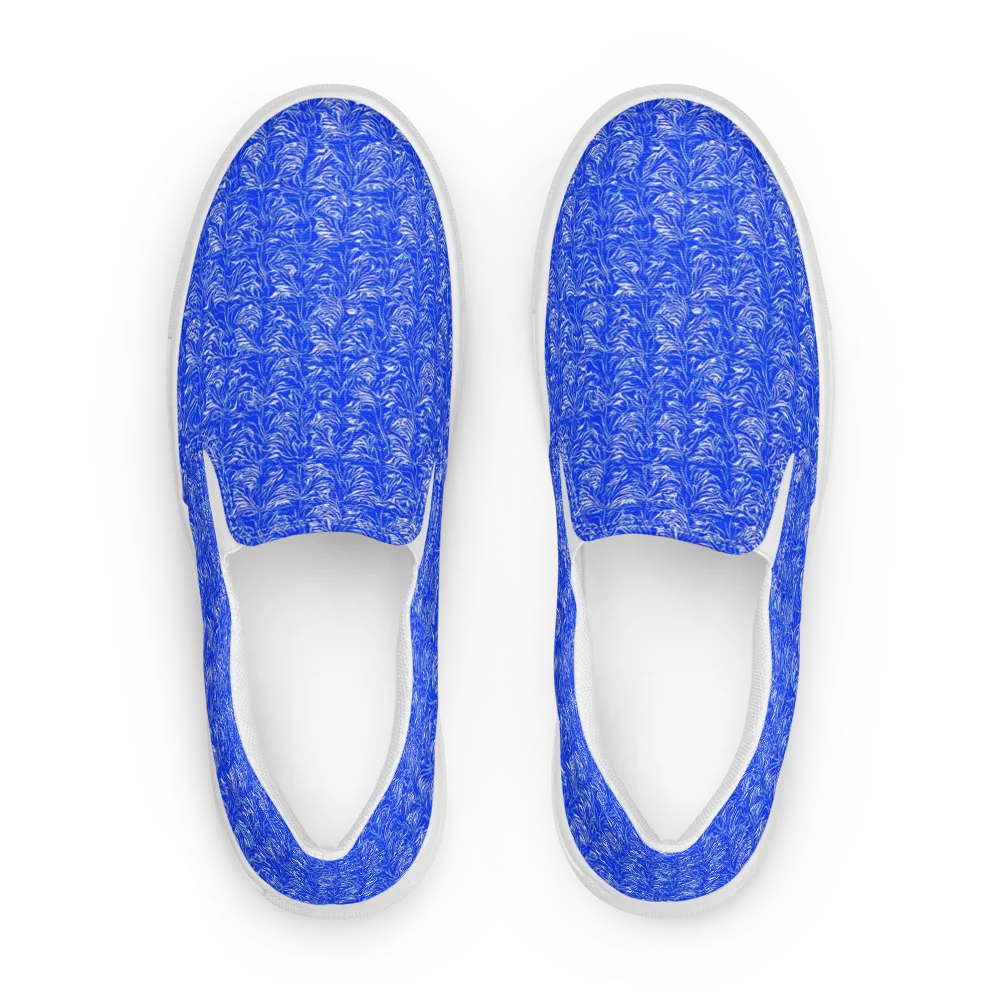 Cobalt Frond on Women's Slip-On Canvas Shoes — Front