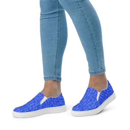 Cobalt Frond on a Women's Slip-On Canvas Shoes