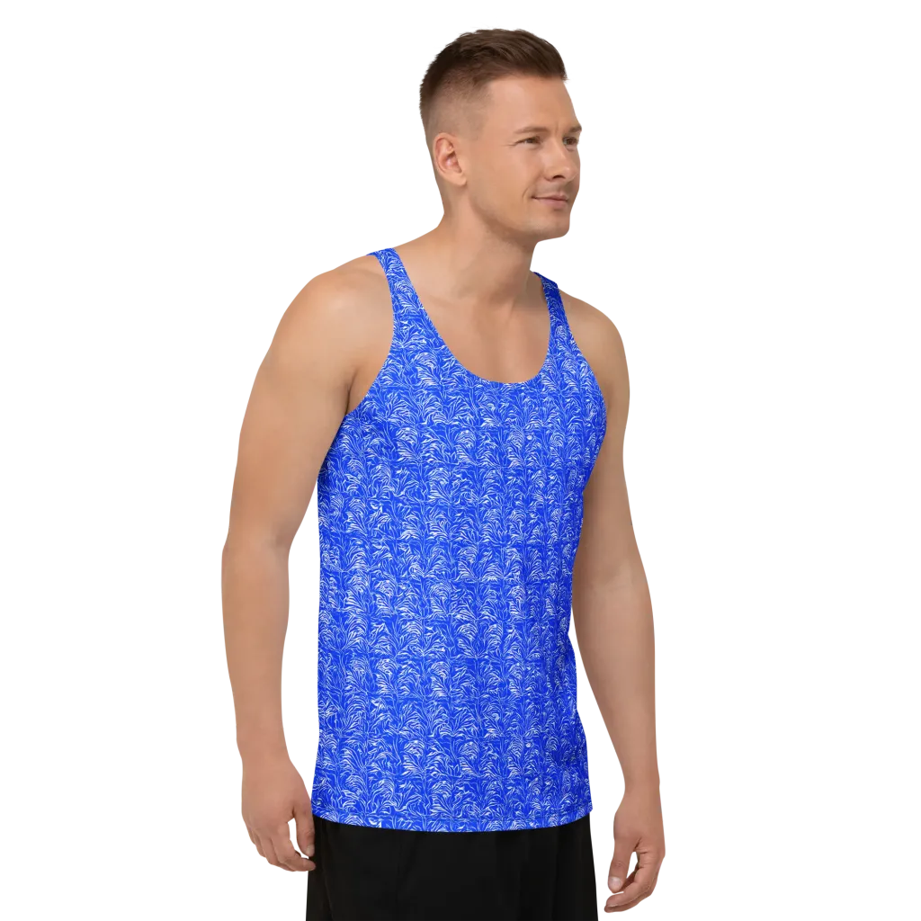 Cobalt Frond on Men's Tank Top — Right Front