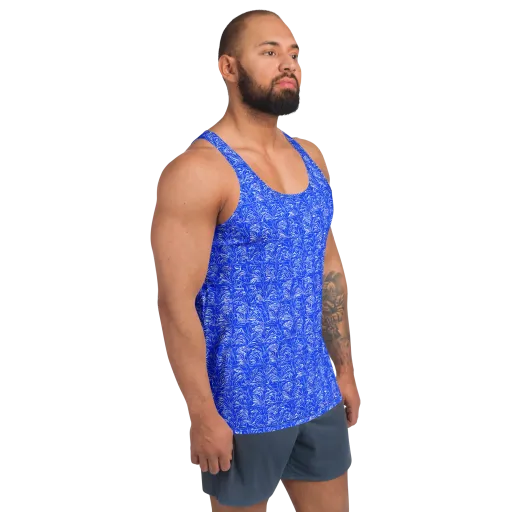 Cobalt Frond on a Men's Tank Top