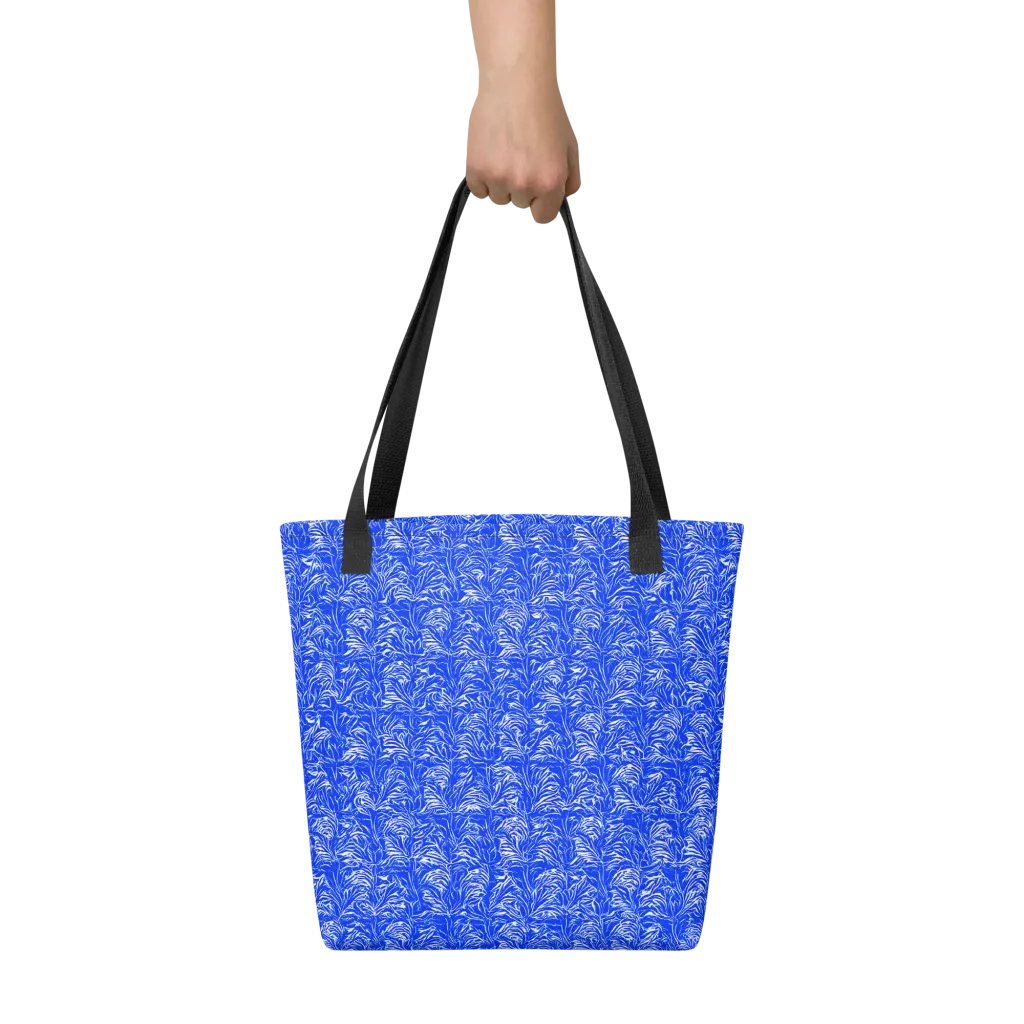 Cobalt Frond on Tote Bag — Front