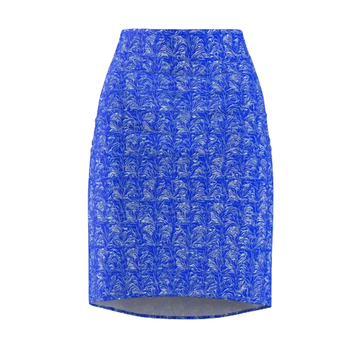 Cobalt Frond on a Pencil Skirt