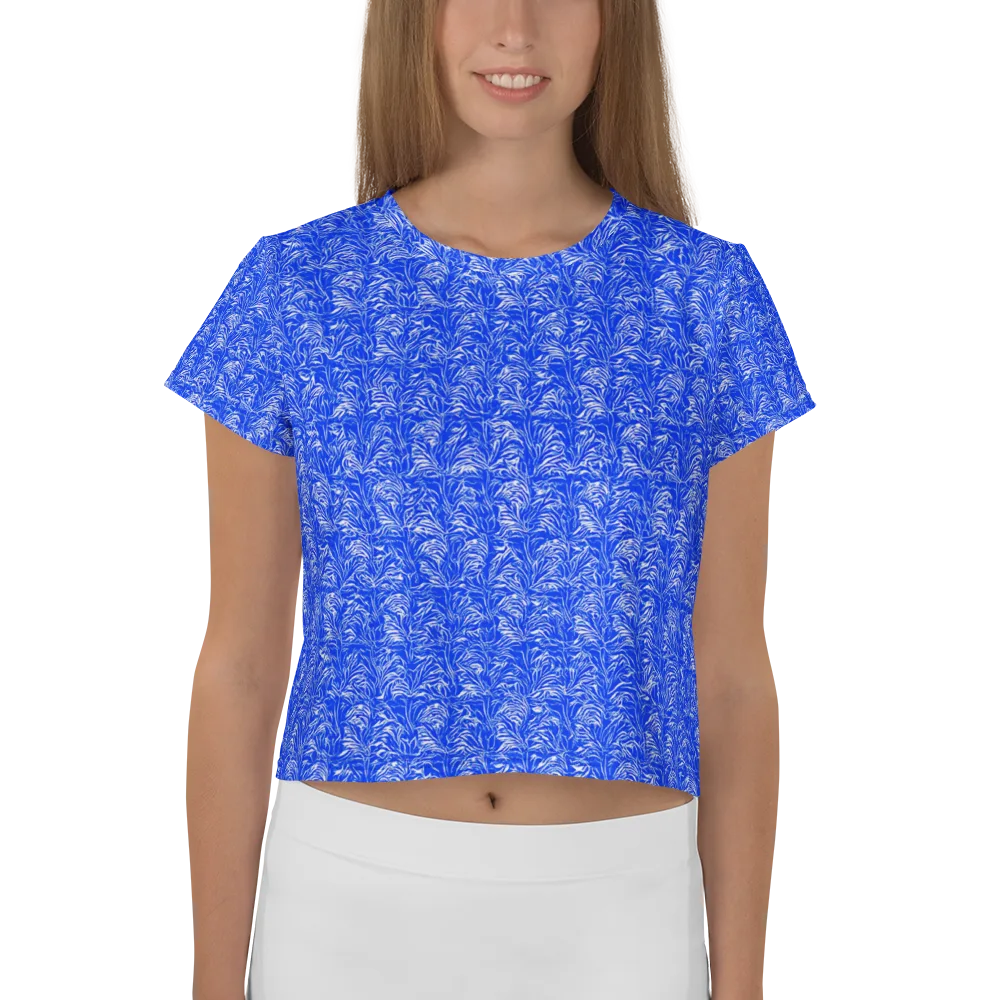Cobalt Frond on Crop Tee — Front