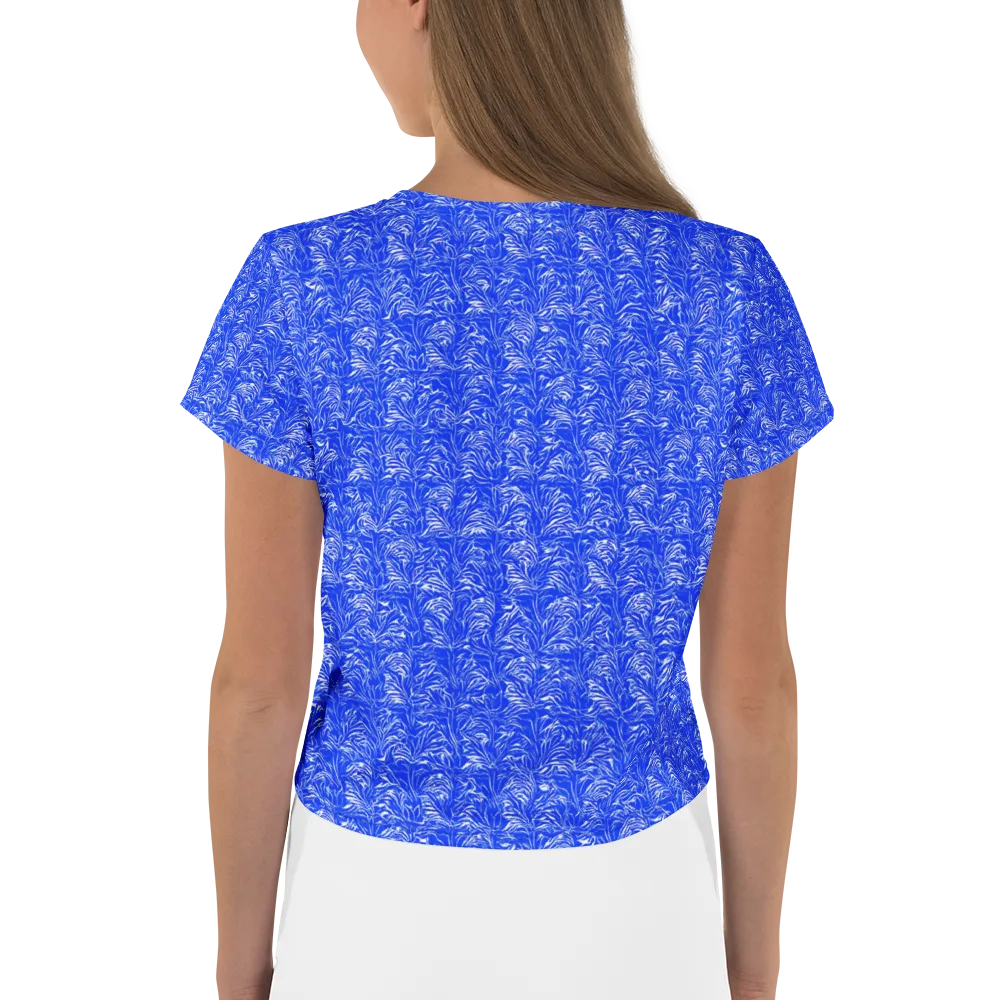 Cobalt Frond on Crop Tee — Back