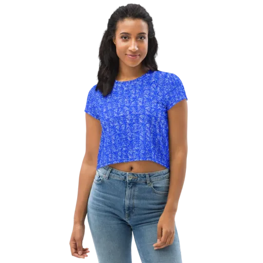 Cobalt Frond on a Crop Tee