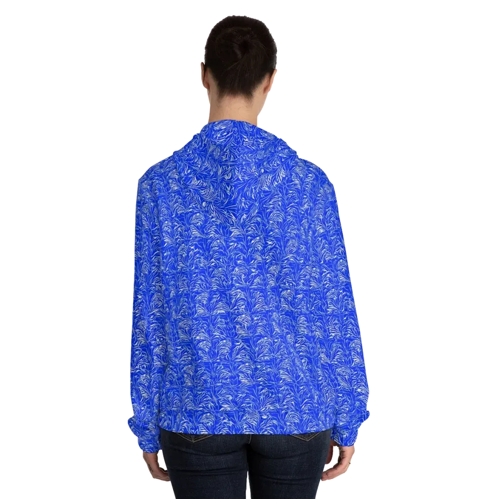 Cobalt Frond on Women's Full-Zip Hoodie — Back On Person