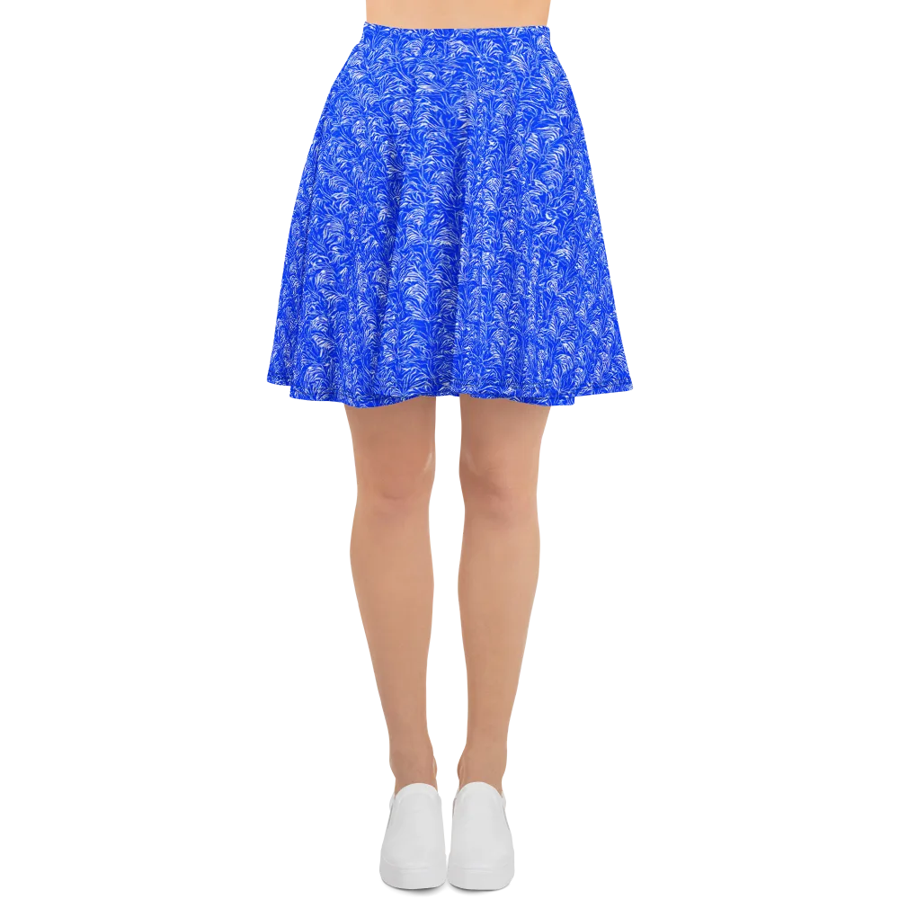 Cobalt Frond on Skater Skirt — Front