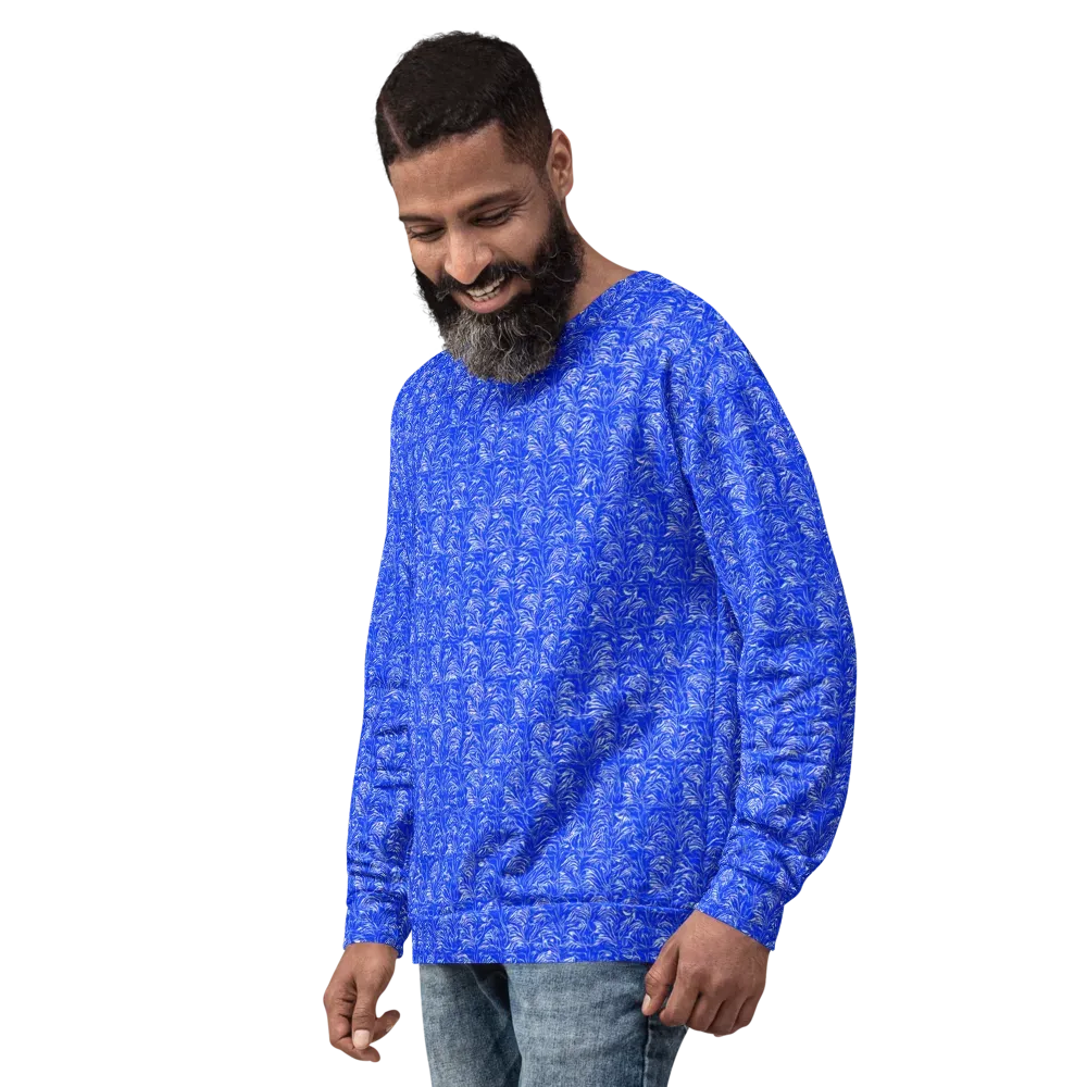 Cobalt Frond on Sweatshirt — Left Front