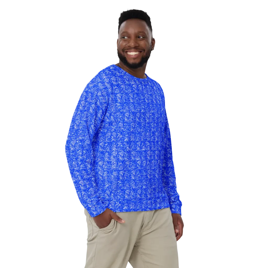 Cobalt Frond on Sweatshirt — Front