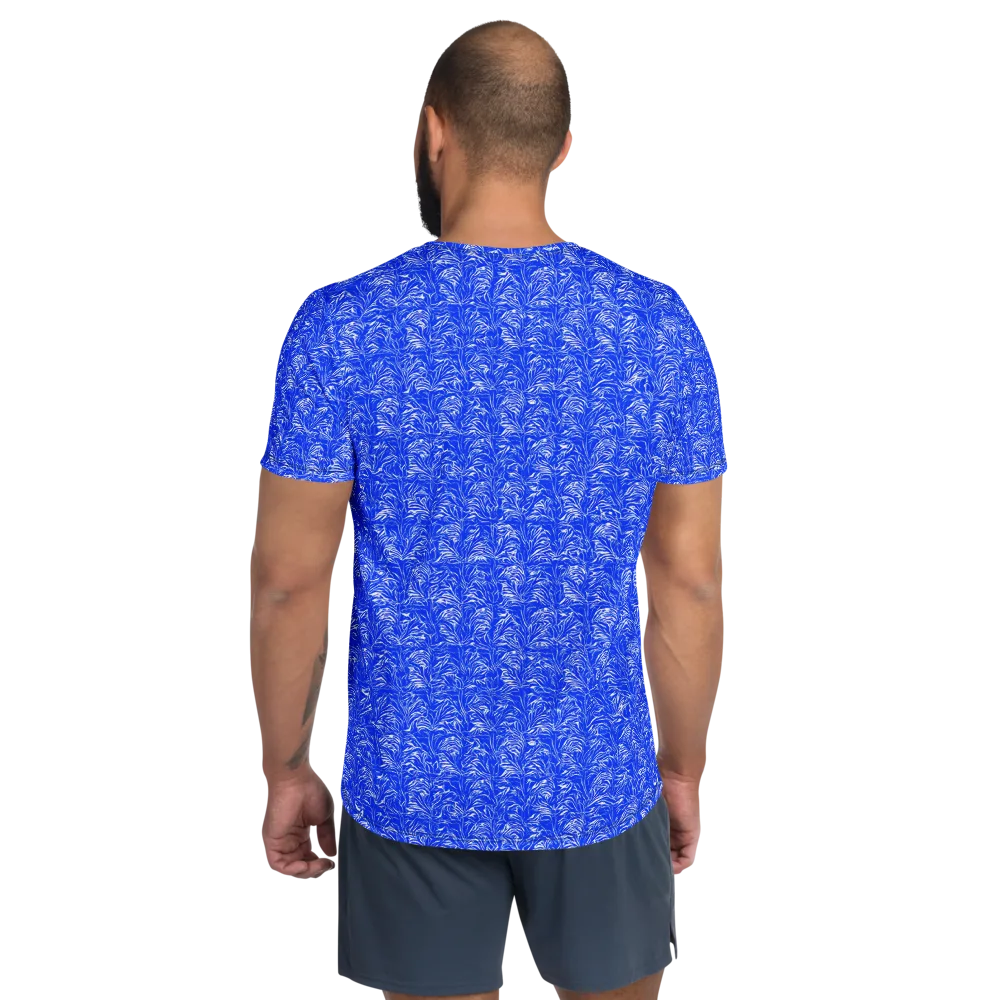 Cobalt Frond on Men's Athletic T-Shirt — Back