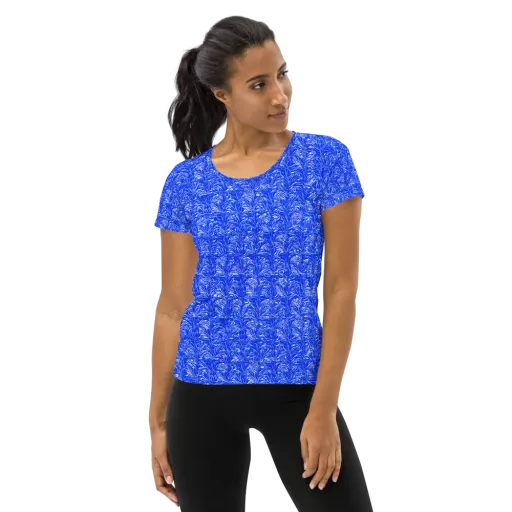 Cobalt Frond on a Women's Athletic T-Shirt