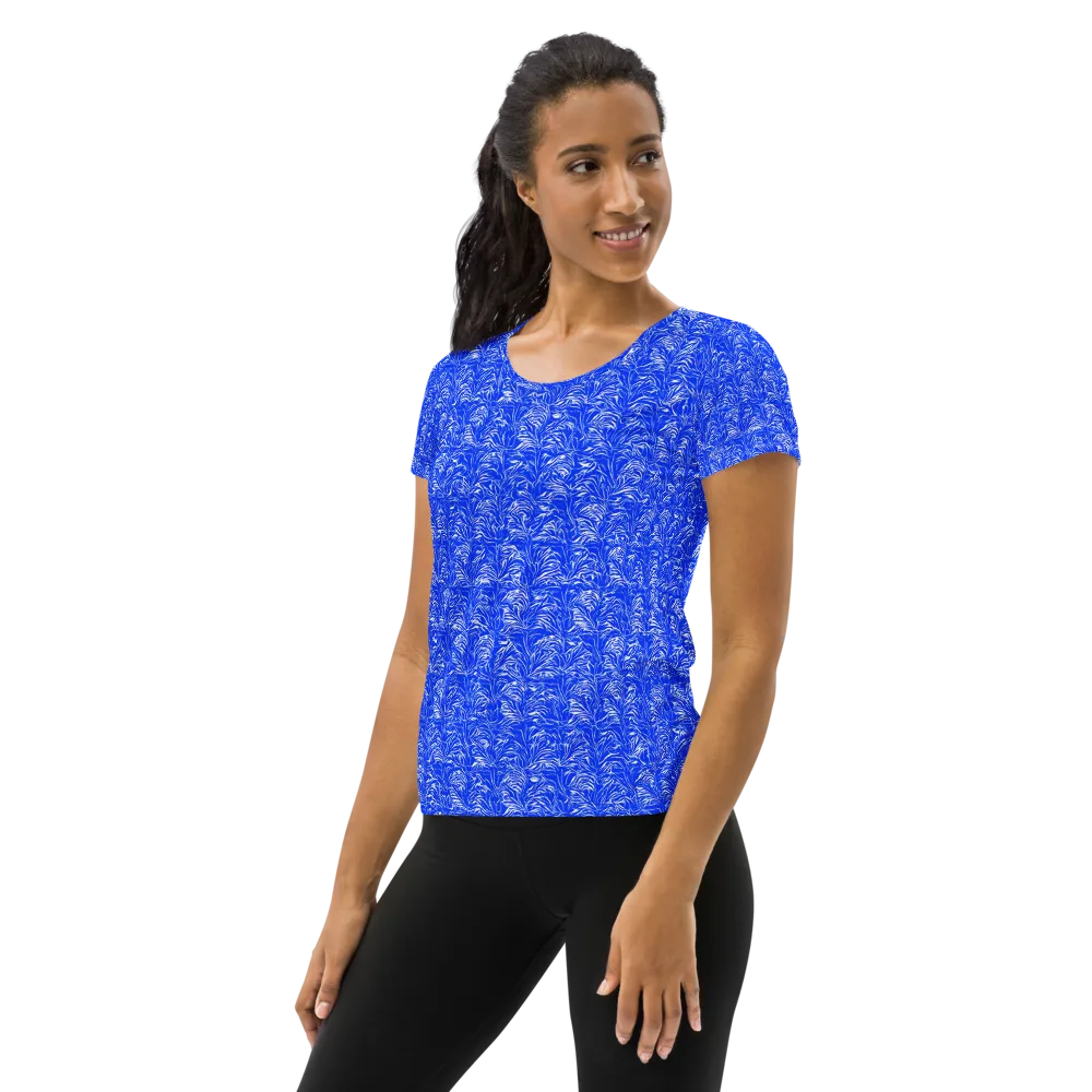 Cobalt Frond on Women's Athletic T-Shirt — Left